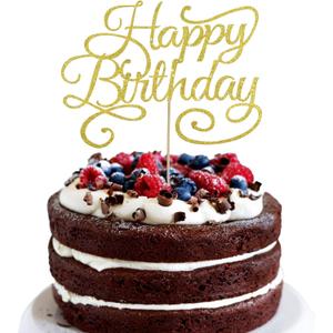 BEISHIDA Happy Birthday Cake Topper Gold Glitter Happy Birthday Cake Bunting Decoration Birthday Party Cake Decoration Supplies, for Photo Booth Props