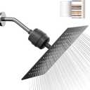 Filtered Shower Head with 20-Stage Shower Filter,Two Replacement Filter Cartridges,Rain Shower head High Pressure for Removing Chlorine and Harmful Substances(10 Inch, Matte Black)