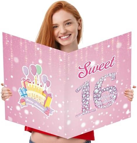 Idealmuzik Jumbo 16th Birthday Card with Envelope,Sweet 16 Gifts for Girls,Oversized 22x14 Inch Extra Large Birthday Card,16th Birthday Decorations,Sweet Sixteen Party Decorations,Sweet 16 Decor 3 PCS Idealmuzik Jumbo 16th Birthday Card with Envelope,Sweet 16 Gifts for Girls,Oversized 22x14 Inch Extra Large Birthday Card,16th Birthday Decorations,Sweet Sixteen Party Decorations,Sweet 16 Decor 3 PCS