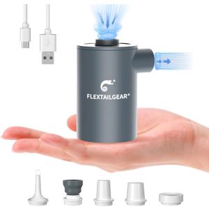 FLEXTAILGEAR MAX Pump Portable Air Pump with 3600mAH Battery USB Rechargeable Air Pump-Quick Inflate Deflate for Sleeping Pads, Air Mattress, Pool Toys, Swimming Ring, Air Bed (Space Gray)
