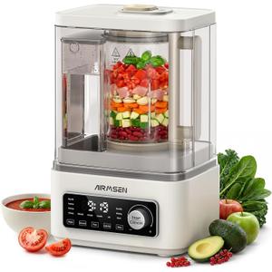 AIRMSEN 11-in-1 Steam Heating Glass Blender for Kitchen, 1200W Professional Countertop Blender with 68oz Removable Water Tank for Smoothies, Milkshakes, Juices, Soups and Sauces, Easy to Clean, White
