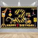 3rd Birthday Decorations for Boys, Excavator Dump Truck Theme Third Birthday Banner Decorations Digger 3 Year Old Bday Banner Backdrop Party Supplies Sign