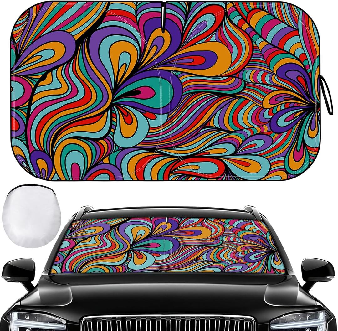Windshield Sun Shade - Car Sun Shade Windshield, Reflector Sunshade Offers Ultimate Protection for Car Interior, Foldable Front Window Fit for Hatchback, Truck, SUV, MPV (57"L x 31.5"W)