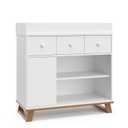 Storkcraft Modern Nursery Changing Table Dresser Combo (White & Vintage Driftwood)  GREENGUARD Gold Certified, Dresser for Nursery, Changing Table with Drawers, Removable Changing Table Topper
