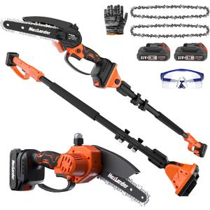 MAXLANDER 2-in-1 Cordless Pole Saw & Mini Chainsaw, 6'' Electric Pole Saws for Tree Trimming, 20V Battery Pole Saw with 2 Chains, 14ft Reach Pole Chainsaw(2PCS Battery and Charger Included)