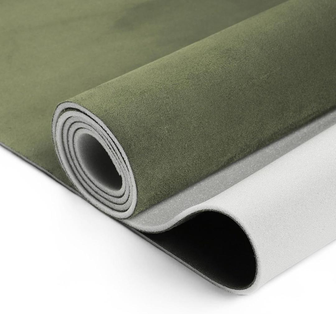 Suede Fabric 150G Headliner Fabric 84.65"L x 57.09"W Interior Trim DIY Roof Repair Replacement Foam Backing for Car RV SUV Automotive Green 1 Pcs