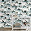 LIFAVOVY Blue Sailing Decorative Wallpaper Stick and Peel Wall Paper Removable Waterproof Self Adhesive Shelf Liner Roll 17.7" x 393"