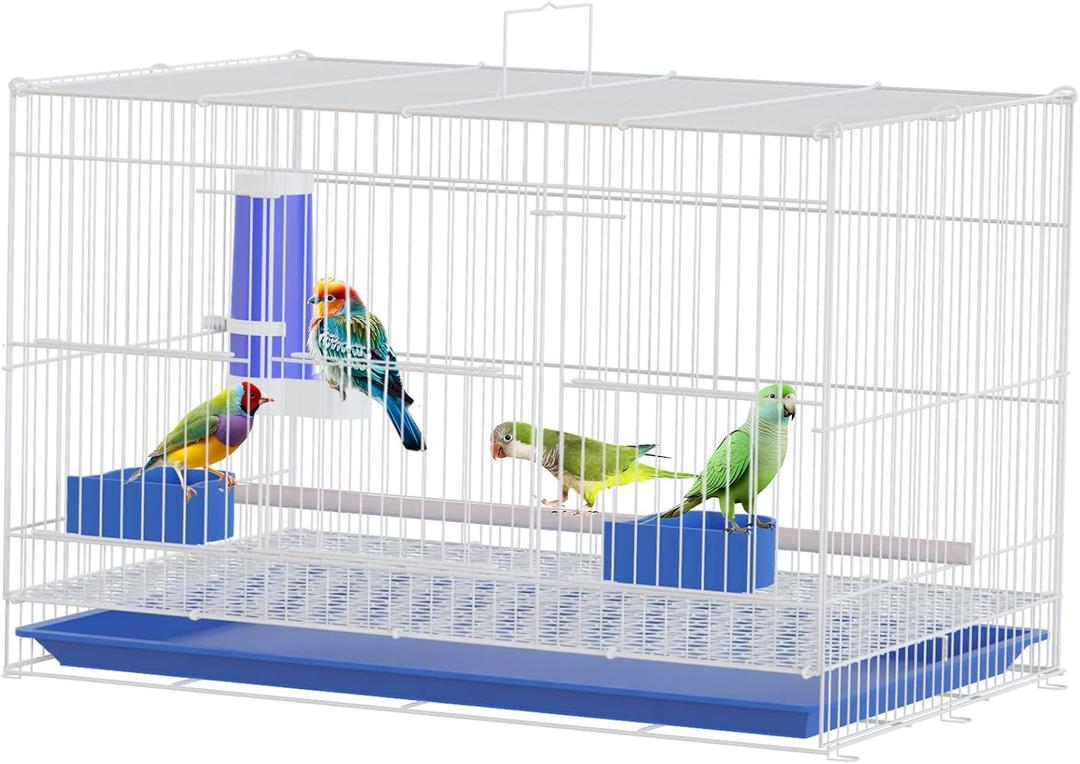 20" Stackable Flight Bird Cage, Designed for Parakeets & Multiple Bird Species, with Slide-Out Tray & Convenient Handle, for Cockatiels, Conures, Lovebirds, Canaries, & More, Stylish White Aviary