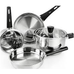 Meythway Stainless Steel Pots and Pans Set Non Toxic, 6PCs Kitchen Cookware Sets with Stay Cool Handles, Dishwasher Safe & Compatible with All Stovetops(Gas, Electric & Induction)