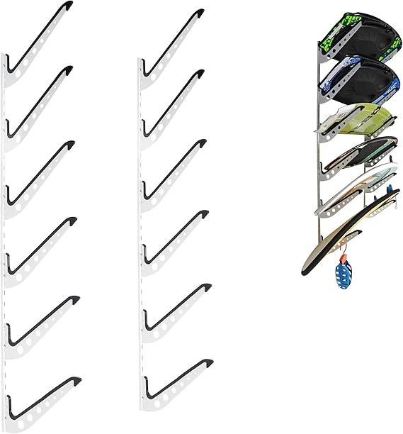 Multi Board Surf Rack Wall Mount for Surfboard, Wakeboard, Snowboard Storage, Adjustable Wall Hangers Boards Display