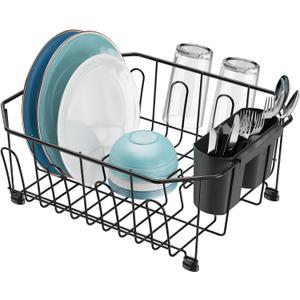 GSlife Small in Sink Dish Drying Rack - Compact Dish Drainer for RV Kitchen Apartment Sink, Rust Resistant Inside Sink Rack, 1–2 Person Households, 11.6" W x 13.4" L, Black, Small - 13.4" x 11.6" x 5.3"