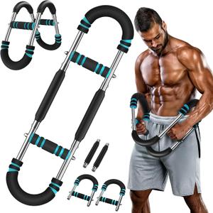 Twister Arm Trainer, 60-100lb Adjustable Chest Workout Bar, Power Arm Trainer for Men, Shoulder Arm Equipment, Forearm Strengthener, Portable Detachable Machine Full Body for Gym Home Fitness (blue)