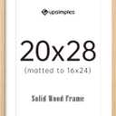 upsimples 20x28 Picture Frame Solid Wooden, Nursery Decor, 1Pack Natural | 100% Solid Wood, Fit 16x24 with Mat and 20 x 28 Poster, Wall Decor or Tabletop Display, Safe For Nursery Kids Room