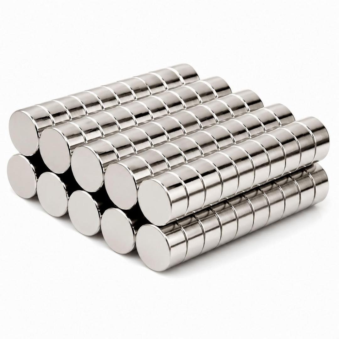 Neodymium Disc Magnets 6mm x 3mm (1/4x1/8 inch) N48 100 Pack | Rare Earth Round Magnets for Fridge, Whiteboards, Notes, Photos & Home Office Organization