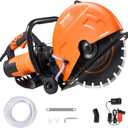 VEVOR Electric Concrete Saw, 14 in, 2600 W Motor Circular Saw Cutter with Max. 6 in Adjustable Cutting Depth, Wet Disk Cutter Includes Water Line, Pump and Blade, for Stone, Brick