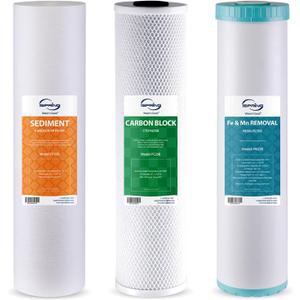 iSpring F3WGB32BM 3-Stage Whole House Water Filter Replacement Pack
Reduces Iron, Manganese, Chlorine, Sediments, 4.5" x 20" Industry-Standard Water Filter Fits WGB32BM & WHO32BM