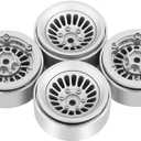 CNC 1.3" Beadlock Wheel Rim for SCX24 1/24 TRX4M Ascent18 1/18 RC Crawler Aluminium Upgrade Part (Silver)