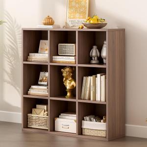 OSCHF 9-Cube Storage Shelf Bookcase, Walnut