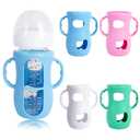 4 Pack Silicone Sleeves for Avent Glass Bottle, Anti Breakage Baby Bottles Holder - BPA-Free, Food-Grade, Compatible with Philips Avent Natural Glass Baby Bottles(8 oz)