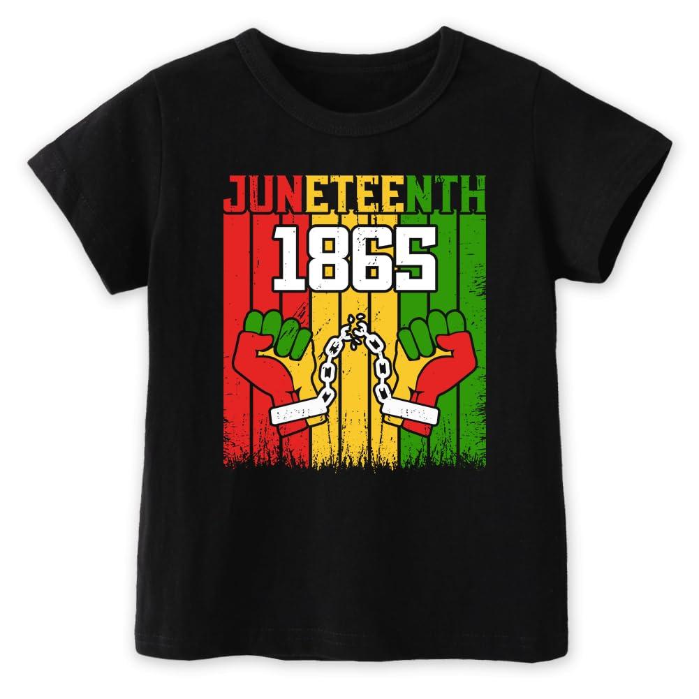 PabKlhs Juneteenth Shirt for Kids – Toddler Juneteenth Shirt, Short-Sleeve Tee for Boys & Girls, 2T-8T (Black)