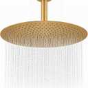 Gold Rain Shower Head, 16 Inch High Pressure Shower Head, 304 Stainless Steel Ceiling Mount Extra Large Waterfall Top Showerhead, Brushed Brass Gold
