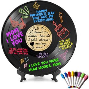 Mothers Day Gifts for Mom - Vinyl Record Guest Book, Best Mom Ever Birthday Decorations, Cute DIY Gift Ideas for Mom from Daughter Son, Happy Mothers Day Presents, 11.8 x 11.8 Inches