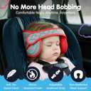 NapUp Adjustable Head Support for Car Seat Patented & Crash-Tested Anti-Bobbing Head Holder Strap, Comfortable Sleep Solution - Breathable Fabric, Kids Travel Accessories - Ages 2+ - Red
