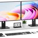 Dual Monitor Stand Riser, 41.5'' Extra Long Wood Monitor Stand Desktop Organizer with Side Pocket, Ergonomic Monitor Riser Supports 2 Monitors,TV,Laptop,Printer for Home Office, White