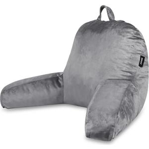 Reading Pillow Premium Backrest Support for Bed, Couch & Floor, Back & Arm Support Reading Pillow for Adults & Teens  Washable Cover, Grey