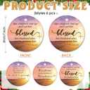 Syhood 6 Pcs Religious Christmas Ornaments Bulk Ceramic Pink Inspirational Christian Hanging Ornament Double Sided Printed Church Gifts Mother Gifts for Women Church Members, 3 Styles