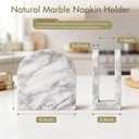 Marble Napkin Holder for Table, Upright Napkin Holders with Marble Unique Texture, Standing Napkin Dispenser for Kitchen Dining Room Counter Tops, Restaurant (Height 5.9")