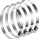 Boao 4 Pieces 8 Inch Adjustable 304 Stainless Steel Duct Clamps Worm Gear Hose Clamp for Pipe, Intercooler, Plumbing, Tube and Fuel Line