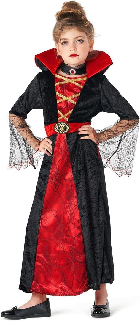 Morph Vampire Costume Kids, Vampire Costume For Girls, Girls Halloween Costumes, Kids Halloween Costumes (XL, Red)