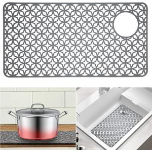Sink Protectors for Kitchen Sink,28.2''x 14.2'' Sink Protectors for Kitchen,Sink Drainage Mat- Non-slip Sink Mat for Bottom of Kitchen Farmhouse Porcelain Sink Kitchen Sink Grid Accessory.
