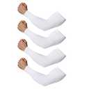 Feeke Arm Sleeves for Men and Women, Sleeve to Cover Arms for Men and Women, UV Protection Cooling 2 Pairs Anti-Slip Compression Sun Sleeves for Cycling Outdoor Sports White