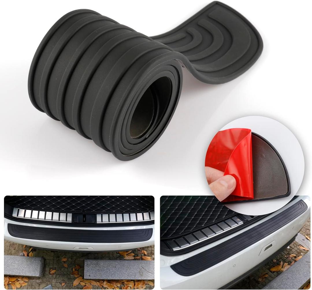 SINGARO Car Rear Bumper Protector, 35.5inch x2.75inch Car/SUV Universal Rubber Anti-Scratch Trunk Exterior AccessoriesBlack