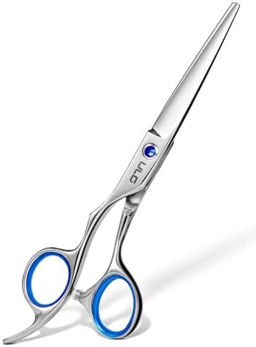 Hair Cutting Scissors for Left Hand, ULG Left-Handed Professional Hair Scissors 6.5-Inch Razor Edge Barber Shears for Salon and Home Hair Cutting Made of Japanese Stainless Steel, Blue Fingerhole Ring