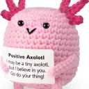 Positive Gifts for Women, Birthday Graduation Teacher Appreciation Gifts for Girls Friends Daughter Sister Teens Coworker, Emotional Inspirational Support Cheer Up Handmade Crochet Axolotl Desk Decor