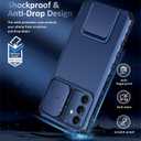 Galaxy A36 Case Compatible for Samsung Galaxy A36 5G, Slide Camera Cover Lens Protection, Military-Grade Shockproof Phone Case with Kickstand Rugged Protective Cover for Samsung A36 (Blue)