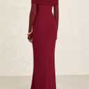 PRETTYGARDEN Fall Dresses for Women 2025 Elegant Off The Shoulder Long Sleeve Formal Wedding Guest Bodycon Maxi Dress(Wine Red,Large)