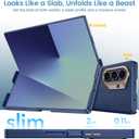 for Samsung Galaxy Z Fold 7 Case with Screen Protector, [One Piece Box-Style Case] [Compatible with Magsafe] [Hinge Protection] Slim Thin Full Body Shockproof Leather Phone Cover for Z Fold7 - Blue