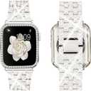 Supoix Compatible with Apple Watch Band 38mm 40mm 41mm 42mm 44mm 45mm 46mm 49mm+ Case, Women Jewelry Bling Diamond Rhinestone Replacement Metal Bands & 2 Pack PC Protector Case for iWatch Ultra 2/ Ultra Series 10/9/8/7/6/5/4/3/2/1/SE (41mm (Series 9/8/7), Starlight)