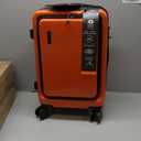 STORAGEBUD 22 Inch Carry On Luggage 22x14x9 Airline Approved, Carry On Suitcase with Wheels, Hard-shell Carry-on Luggage, Orange Small Suitcase, Hardside Luggage Carry On with Cosmetic Carry On Bag