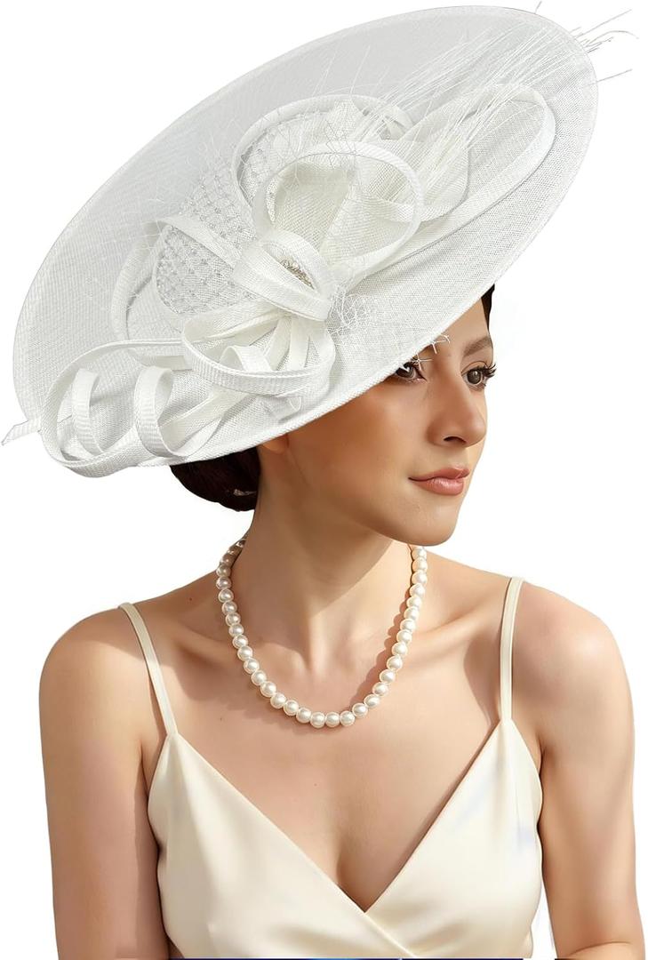 Unpifolov Fascinators Hats Elegant Women Flower Mesh Feathers Wedding Cocktail Bride Headband for Derby Hat Tea Party