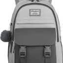 School Backpack for Teen Girls, Cute College Backpacks for Women Students Aesthetic Bookbag Large 15.6 Inch Laptop Bag Middle School Travel Back Pack (Dark Grey & Light Grey)