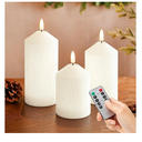Flameless Candles with Remote, 3 Pack Battery Operated Candles Flickering Real Wax LED Fake Pillar Candles with Timer for Wedding Home Party, White