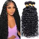 Body Wave Human Hair Bundles 30 32 34 Inches Color #1B Black Virgin Bundle Natural Black Body Wave Bundles Human Hair Extensions 150G