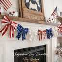 4th of July Decorations - 6.5 Ft Patriotic Bow Garland - Memorial Day Decor - America 250th Anniversary Decoration - Fourth of July Home Party Supplies Independence Day Accessories for Indoor Outdoor