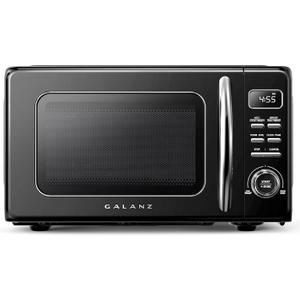 Galanz GLCMKZ07BKR07 Retro Countertop Microwave Oven with Auto Cook & Reheat, Defrost, Quick Start Functions, Easy Clean with Glass Turntable, Pull Handle.7 cu ft, Black