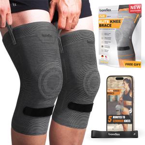 Elite Compression Knee Brace for Women & Men 2-Pack Knee Braces for Women Running Knee Pain, Knee Brace for Men, Knee Support Compression Sleeve (XX-Large, Gray)